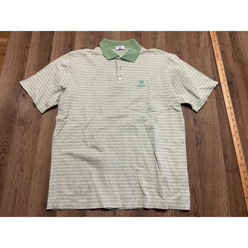 Halekulani Shirt, Men's Size Large? Green White, 1/4 Buttons, Polo Short Sleeve